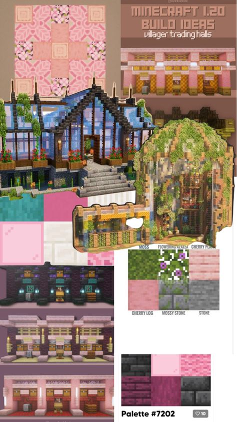 collage of villager trading hall ideas Villager Trading, Minecraft Pasta, Hall Ideas, Minecraft Blocks, Trading Places, Minecraft House Tutorials, Minecraft Tips, Minecraft Inspo, Minecraft Blueprints