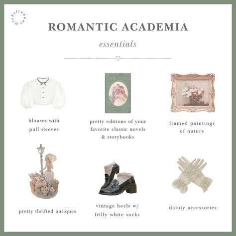 Romantic Academia Palette, Romantic Academia Color Palette, Different Types Of Coquette, Cute Academia Aesthetic, Aesthetic Core Types, Types Of Coquette, Romantic Academia Fashion, Coquette Color Palette, Light Academia Color Palette