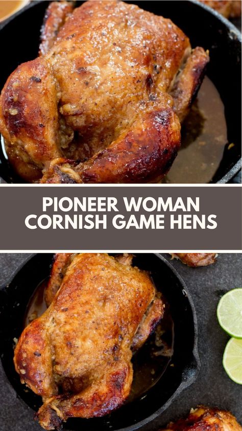 Pioneer Woman Cornish Game Hens is made with four Cornish hens, olive oil, lemon, rosemary, garlic, white wine, and chicken broth. With a total cooking time of 75 minutes, this recipe serves four. It’s a simple yet elegant dish perfect for any occasion. Cornish Hen Seasoning, Cornish Hen Recipe In Electric Roaster, Stuffed Cornish Game Hen Recipes, Game Hens Recipes, Brine For Cornish Game Hens, How To Cook Cornish Game Hens, Side Dishes For Cornish Hens, Smoked Cornish Game Hen Recipes, Brined Cornish Hens