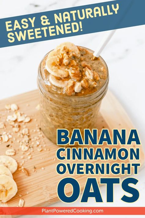 Overnight Oats Banana Cinnamon, Overnight Oats Healthy Nut Free, Overnight Dairy Free Oats, Easy Banana Overnight Oats, Overnight Oats With Cinnamon, Overnight Oats Nut Free, Overnight Oats With Banana Healthy, Nut Free Overnight Oats, Banana Cinnamon Overnight Oats