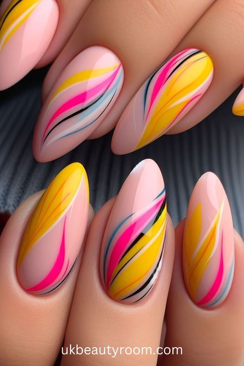 Bright nails are colorful and eye-catching, perfect for adding a pop of excitement to any look.  They are also a great choice for summer!  This post contains 39 ideas for bright nails, including: simple, cute, inspo, classy, elegant, fun, funky, edgy, neon, ideas, art, summer, designs, acrylic, short, for spring, almond. Nail Art Summer 2024, On Trend Nails, Short Nails Art Ideas, Neon Nails Designs, Nail Art Bright, Nails Bright Colors, Summer Nails Bright, Neon Ideas, Bright Nail Art