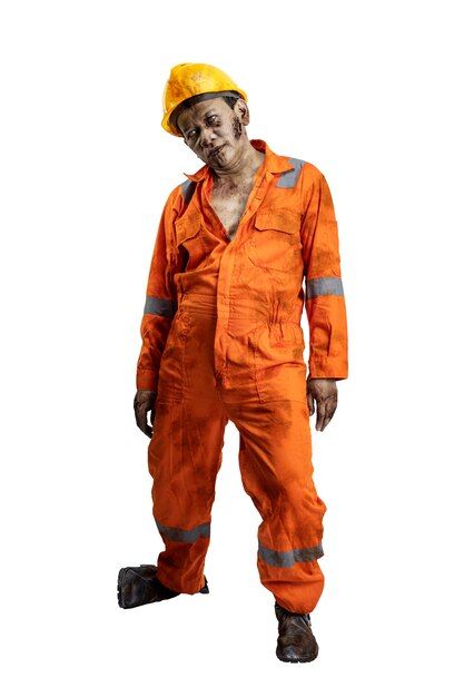 Construction Worker Costume, Zombie Party, Construction Worker, Premium Photo, Halloween Ideas, Zombie, White Background, Walking, Stock Photos