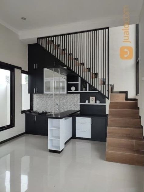 Kitchen Near Stairs, Kitchen Under Stairs, Tiny Apartment Living, Micro House Plans, Staircase Interior Design, Stairs In Kitchen, Chandelier Ideas, Staircase Design Modern, Sweet Home Design