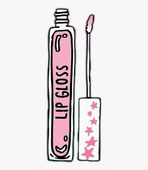 Lip Gloss Drawing, Lipgloss Drawing, Lipstick Aesthetic Drawing, Lipstick Drawing Easy, Glossy Lip Drawing, Lip Gloss Stickers, I Love Lipgloss, Cute Easy Doodles, Lips Drawing