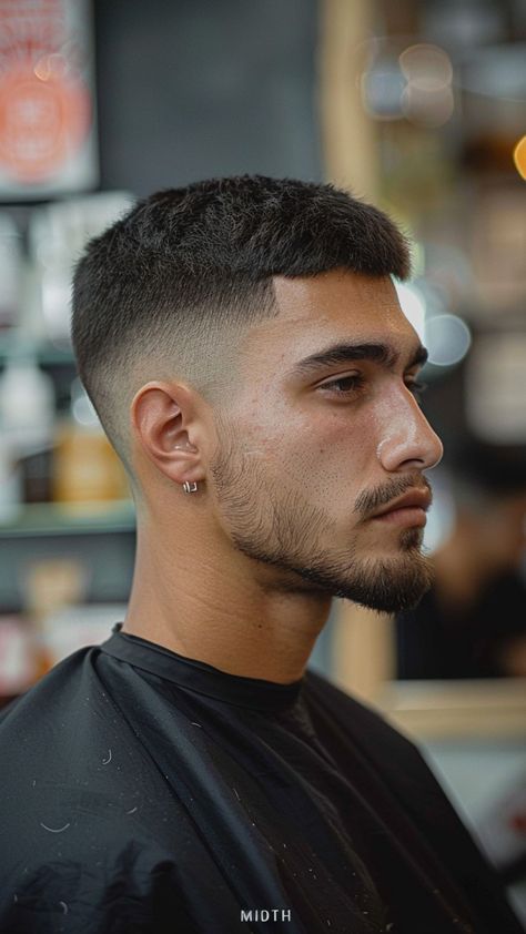 24 Crew Cut Inspirations for the Fashion-Forward Man Short Man Haircut Fade, Side Fade Short Haircut Men, Men Haircut Mid Fade, Med Fade Haircut Men, Short Hairstyles Men Fade Haircut Styles, Short Hair Cuts Men Fade, Fade Hair Styles For Men, Short Hair Skin Fade, Regular Haircut Men