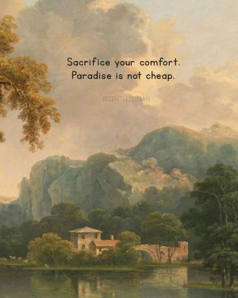 Sacrifice your comfort. Paradise is not cheap. . . . . . . . . . . . . . . . . . . . . . . . . . . . . . . . #islam , #muslim , #allah , #quran , #islamicquotes , #muslimah , #sunnah , #islamic Life Is Peaceful Quotes, Quotes Of Quran, Cute Islamic Quotes, Islamic Aesthetic Quotes, Aesthetic Quran Quotes, Deen Aesthetic, Aesthetic Islamic Quotes, Islamic Quotes Aesthetic, Quotes About Islam