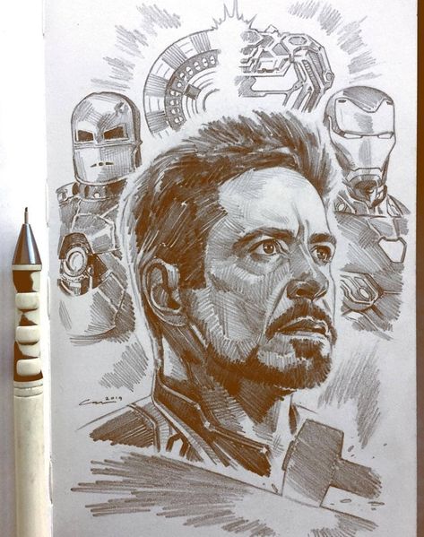 #marvel #mcu #avengers #artwork #drawing #robertdowneyjr #RDJ #ironman #iloveyou3000 Marvel Tribute, Marvel Art Drawings, Marvel Paintings, Avengers Drawings, Avenger Artwork, Drawing Superheroes, Iron Man Art, Marvel Drawings, Arte Sketchbook