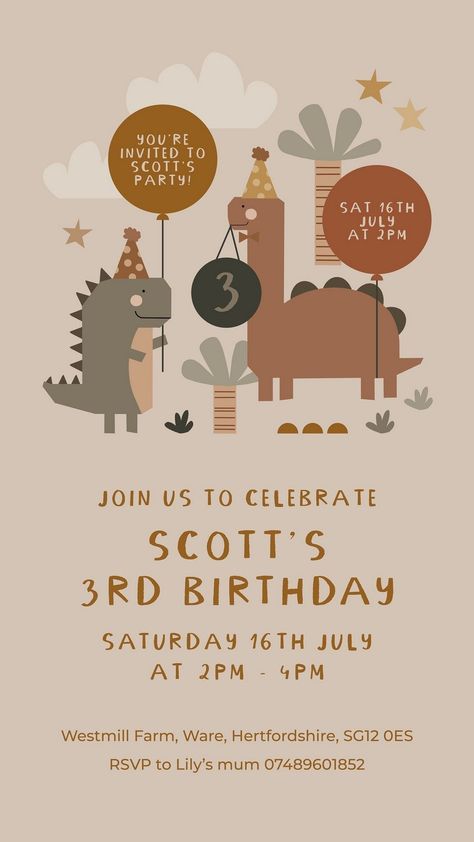 You're Invited: Kid's Birthday Party Extravaganza Dinosaur Kids Party, Dino Party Invitation, First Birthday Posters, 2nd Birthday Invitations, Party Invite Design, Kids Birthday Party Invitations, Birthday Party Invite, Birthday Party Invitation Templates, Dino Birthday