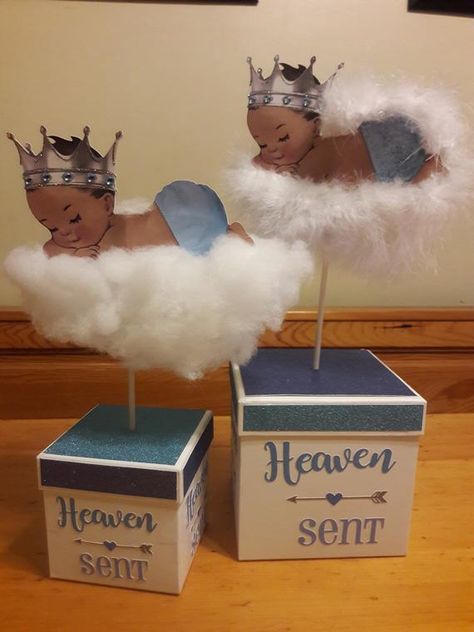 Cloud Baby Shower Theme, Angel Baby Shower, Boy Baby Shower Centerpieces, Baby Shower Box, Angel Theme, Baby Dedication, Baby Shower Decoration, Baby Shower Decorations For Boys, Shower Inspiration