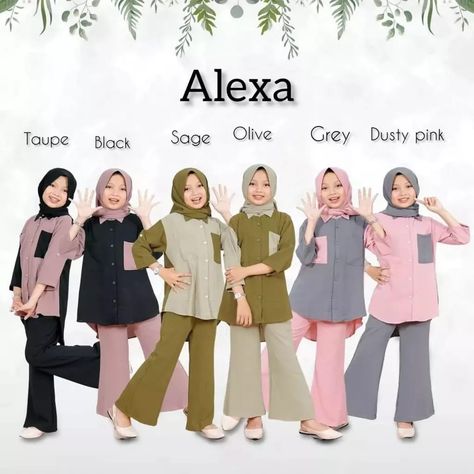 Setelan Anak Perempuan Muslim Free Hijab Pocket Variations, Eid Fashion, Button Pants, Muslim Outfits, Age 10, Material Girls, Suit Fashion, Kids Fashion Girl