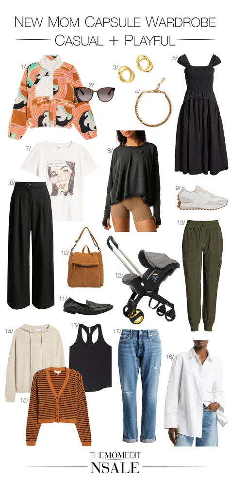 Postpartum Capsule Wardrobe Fall, New Mom Capsule Wardrobe, Postpartum Wardrobe Summer, Mom Capsule Wardrobe 2024, Plus Size Postpartum Outfits, Fall Postpartum Outfits, Dressing Postpartum, Mom Pooch Outfit, Postpartum Outfits Spring