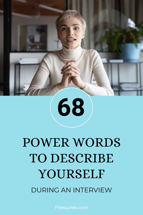 Talking about yourself is never easy. Especially, when you are a bit nervous before an interview. All the fine adjectives seem to disappear from your brain, am I right? If that’s your case, here your aid for the next interview — a big list of words to describe yourself. Jot down some and save them as a note on your phone to use as a memo! Interview Power Words, Interview Words To Use, Personal Introduction Ideas, Talk About Yourself, Interviewing Tips, Behavioral Interview Questions, Branding Basics, Power Words, Cross Cultural Communication