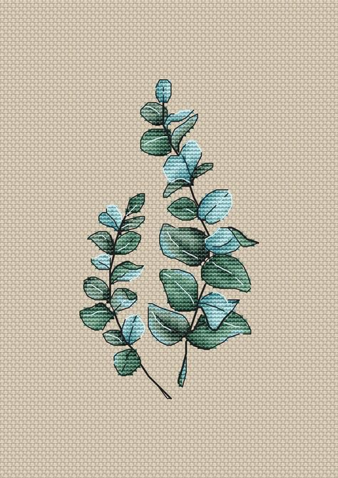 Eucalyptus cross stitch pattern PDF Botanical cross stitch | Etsy Canada Eucalyptus Cross Stitch, Branch Embroidery, Eucalyptus Stems, Cat Cross Stitch Pattern, Easy Cross, Cat Cross Stitch, Holiday Centerpieces, Chart Design, Simple Cross Stitch