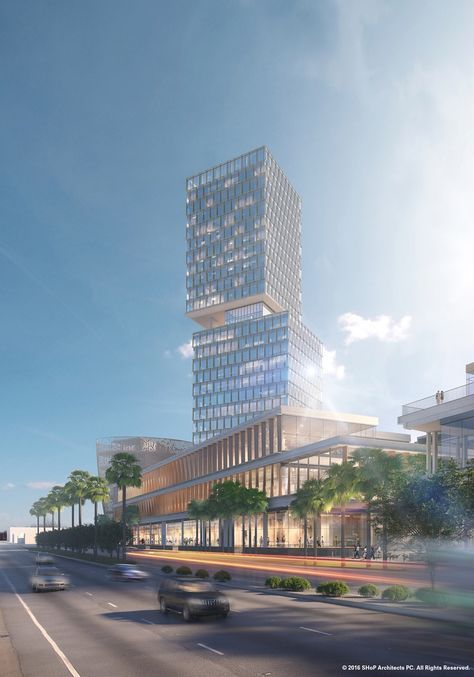 SHoP Breaks Ground on Mixed-Use Development in Tijuana,Courtesy of SHoP Architects Shop Architects, Architecture Today, Colour Architecture, High Building, Mixed Use Development, Mix Use Building, Public Architecture, Skyscraper Architecture, Hotel Building