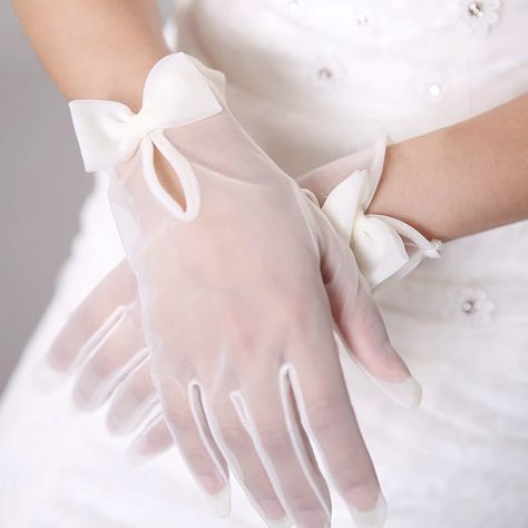 Smarter Shopping, Better Living! Aliexpress.com White Gloves Wedding, Victorian Gloves, Bow Gloves, Ivory Gloves, Tulle Gloves, Formal Gloves, Wedding Gloves, Bridal Gloves, Bridal Veils