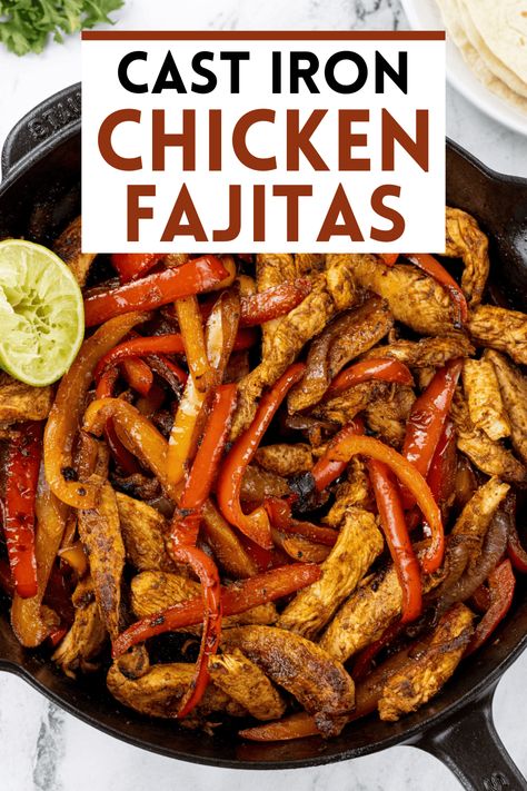 Best Skillet Chicken Fajitas Quick Chicken Fajitas, Recipes For Chicken Fajitas, Chicken Fajita Spice Blend, Chicken Fajitas Recipe Skillet, Chicken Fajita Skillet Easy, Chicken Fajitas Cast Iron Skillet, Best Fajitas Ever, Chicken Fajitas Sauce, Sheet Pan Chicken Fajitas Easy