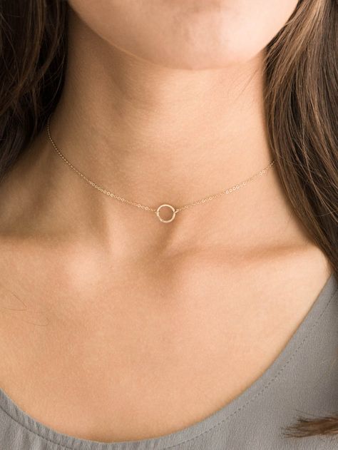 Dainty Choker Necklace, Gold Delicate Circles, Open Circle Choker, 14k Gold Fill, Sterling Silver or Rose Gold / Layering Necklace - $34.12 CAD Open Circle Necklace, Trendy Chokers, Dainty Choker Necklace, Choker Necklace Gold, Dainty Diamond Necklace, Dainty Choker, Diamond Solitaire Necklace, Gold Choker Necklace, Gold Necklace Layered