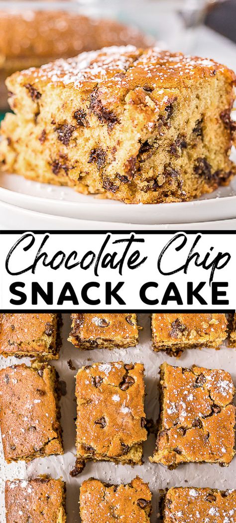 Cake Without Milk, Chocolate Chip Snack Cake, After Dinner Dessert, Snack Cake Recipe, Chocolate Chip Cake Recipe, Chocolate Snack Cake, Desserts With Chocolate Chips, Homemade Chocolate Chips, Quick Cake