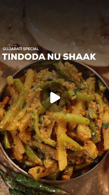 Chef Aanal Kotak on Instagram: "Treasure trove of traditional Gujarati cuisine, Tintoda nu Shaak. 🍲💫

TINDORA BATAKA  NU SHAAK

CHEF AANAL KOTAK
PREP TIME: 5-10 mins 
COOKING TIME: 15-20 mins 

INGREDIENTS:
●	3 tbsp oil
●	1 tsp mustard seeds
●	Pinch hing 
●	1 tbsp green chilli ginger paste 
●	300 gm tindora (sliced) 
●	150 gm potato (sliced) 
●	1/2 tsp turmeric powder
●	1 tsp red chilli powder
●	1 tsp coriander powder
●	1 tsp cumin powder
●	Salt as per taste 
●	2 tbsp sesame seeds
●	100 ml water
●	3 tbsp peanuts (roasted and crushed)
●	1 tbsp dessicated coconut 
●	2 tbsp gathiya (crushed)
●	Handful coriander 
METHOD:
●	Wash and dry tindora completely. Cut the top and bottom part. Cut the tindora into 4 parts as shown in the video.
●	Then set a pan on medium heat, add oil mustard seeds as Tindora Recipes Gujarati, Tindora Recipes, Dessicated Coconut, Gujarati Cuisine, Ginger Paste, Red Chilli Powder, Mustard Seeds, Turmeric Powder, Coriander Powder