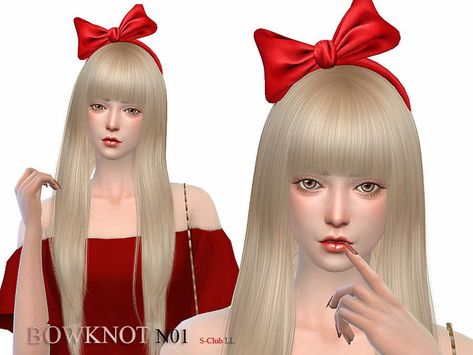 S-Club LL ts4 bowknot 01 Sims 4 Hair Bow, Sims 4 Bow Cc, Sims 4 Cc Best, Sims 4 Pc, Hair The Sims 4, Disney Princess Hairstyles, Cc Shopping, Red Hair Bow, The Sims 4 Pc