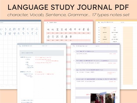 Study Planner Free, Learning Template, Language Journal, Study Planner Printable, Bullet Journal Planner, Ipad Goodnotes, Chinese Learning, Study Korean, Korean Japanese