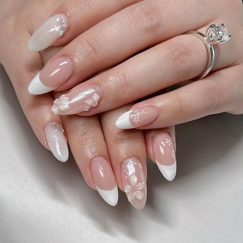 Gel X Nail Designs Wedding, Cute Nails Wedding, Wedding Nail For Bride, Nail For Wedding The Bride, 3d Wedding Nails For Bride, Bride’s Nails, Nails For Bridesmaids Wedding, Wedding Gel Nails For Bride, Wedding Nails Inspo For Bride