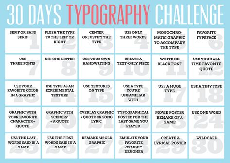 30 days typography challenge! Graphic Design Prompts 30 Day, 30 Days Challenge For Study, Graphic Design Challenge Ideas 30 Day, Typography Exercises, Graphic Design Prompts, Typography Challenge, Graphic Design Challenge, Fonts For Website, Fonts Website