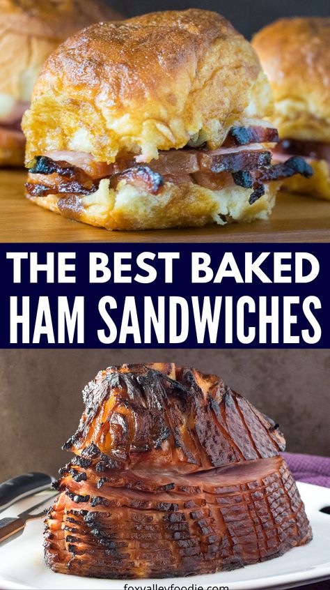 Ham Sandwiches For A Crowd, Easter Ham Sandwiches, Ham Sandwiches Recipes, Shredded Ham Sandwiches, Easter Ham Sandwich Bar, Leftover Christmas Ham, Leftover Ham Sandwich, Smoked Ham Sandwich, Baked Ham Sandwiches