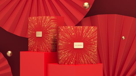 CLARINS CNY GIFT BOX | Behance Holiday Packaging Design, Cocktail Book Design, Cosmetic Inspiration, Christmas Gift Hampers, Luxurious Skincare, Year Poster, Chinese New Year Gifts, Chinese New Year Design, Red Gift Box