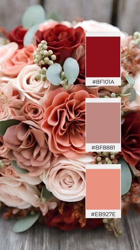 Unique Fall Wedding, Winter Wedding Color Ideas, Fall Wedding Color Ideas, Wedding Color Palette Ideas, Wedding Color Schemes Summer, Spring Wedding Color Palette, Pink Wedding Colors, Beautiful Fall Wedding, Wedding Color Pallet