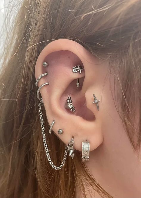 (17) Updated ear setup! : piercing Ear Setup, Piercing Setup, Multiple Ear Piercing, Piercing Inspo, Industrial Piercing, Physical Features, Daith Piercing, Cartilage Piercing, Shopping Websites