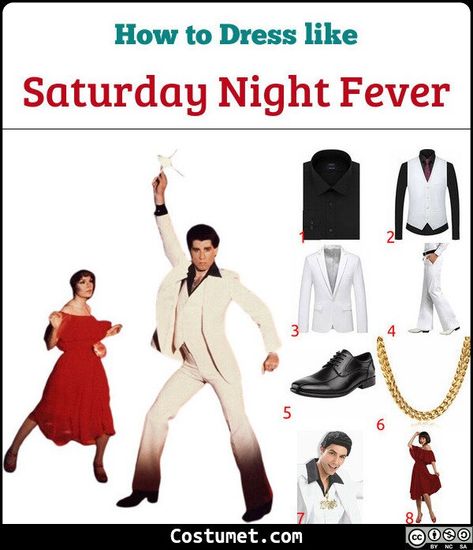 Saturday Night Fever Costume for Cosplay & Halloween 2021 Saturday Night Fever Costumes, Saturday Night Fever Outfit, Saturday Night Fever Costume, White Bell Bottom Pants, 70s Party Outfit, Saturday Night Movie, Tony Manero, Meet Me There, Danny Zuko