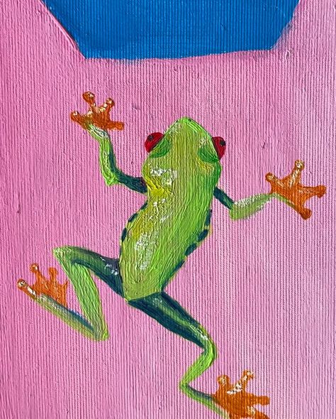 Meeting the Frog 🐸 (-For Sale) . . . . . . 30x40 oilpainting . . . . . . . . #art #frog #artist #paint #oilpainting #acrylicpainting #artwork #artcollector #artgallery #drawing #colorfulart Abstract Frog Paintings, Whimsical Frog Art, How To Paint A Frog, Easy Frog Painting, Frog Painting Easy, Frog Acrylic Painting, Frog Butterfly, Frog Painting, Art Date