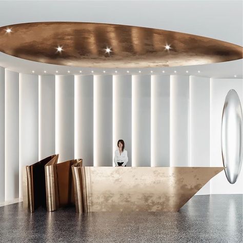 High end custom front desk / reception desk for office / spa / nail bar / brow bar Organic Reception Desk, Office Reception Area Design, Industrial Reception Desk, Spa Reception Area, Stone Reception Desk, Front Desk Reception, Industrial Reception, Modern Hotel Lobby, Hotel Reception Desk