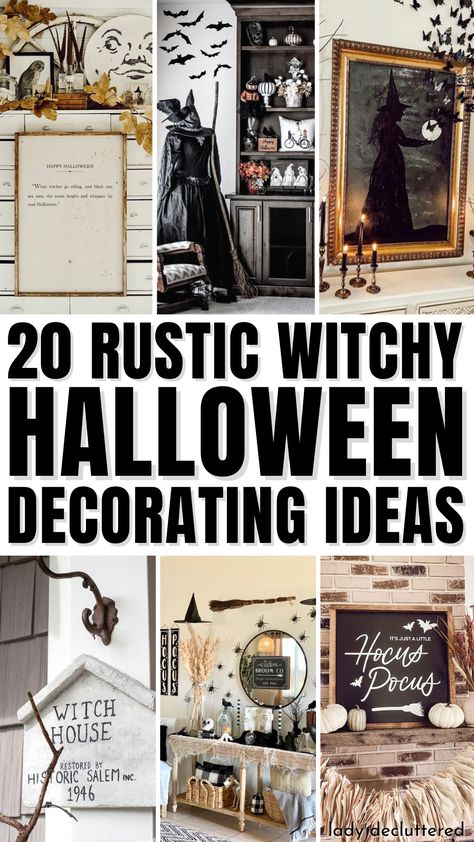 20 Rustic Witchy Halloween Decorating Ideas Southwestern Halloween Decor, Witchy Chic Decor, Wiccan Halloween Decor, Diy Witch Halloween Decor, Diy Witchy Halloween Decorations, Witch Theme Halloween Decor Living Room, Witch Apothecary Halloween Decor, Witch Themed Decor, Witchy Decorations Diy