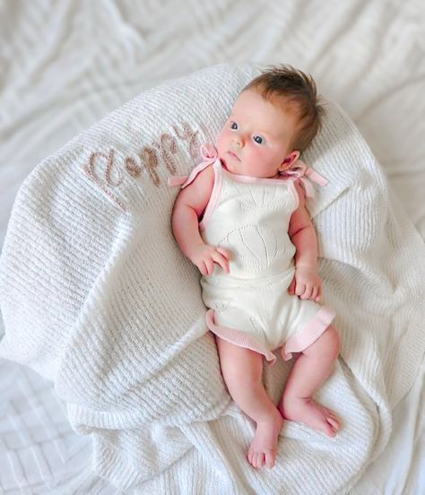 Poppy sitting on a cloud. ☁️ How gorgeous is she in her Nurtr pieces!? 🥹 Baby Knitted Blanket, Newborn Blanket, Newborn Blankets, Going Home Outfit, Knitted Blanket, Name Blanket, Personalised Blankets, Text Style, Home Outfit