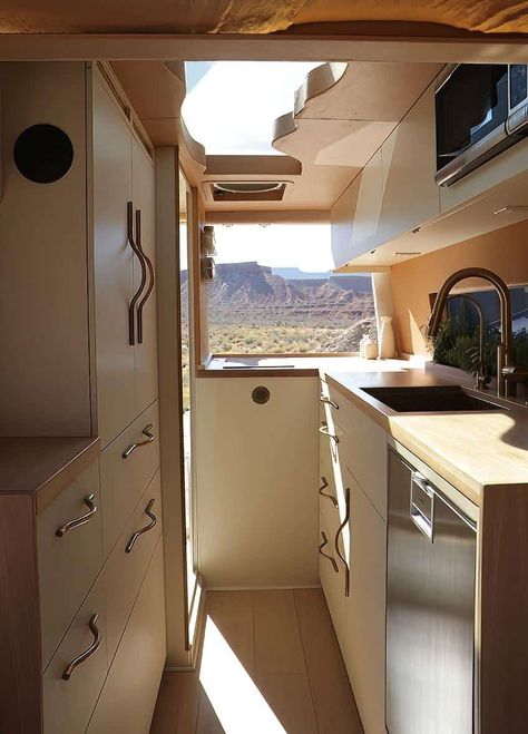 The Zion Dreams Campervan: A Living Art Piece With Smart Design and a Multifunctional Drop-Down Bed - Living in a shoebox Slot Canyons, Zion Canyon, Cement Walls, Youtube Home, Living Art, Smart Design, Furniture Accessories, Natural Light, Home Interior Design