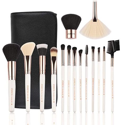 ZOREYA Makeup Brushes Set,15pcs Rose Gold Luxury and Fashion Makeup Brushes,Professional Premium Synthetic Foundation Powder Concealers Eye Shadows Makeup brushes Set with Perfect Vegan Leather Bag Makeup Brushes Amazon, Rose Gold Makeup Brushes, Branding Photoshoot Ideas, Daily Makeup Routine, Rose Gold Makeup, Spain Fashion, Best Makeup Brushes, Personal Branding Photoshoot, Makeup Brush Set Professional