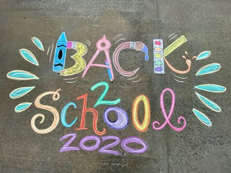 Chalk Crayons Art, Sidewalk Chalk Inspirational Quotes, Welcome Back To School Sidewalk Chalk, Sidewalk Chalk Lettering, Welcome Back Chalk Art, Chalk Art Back To School, 1st Day Of School Chalk Art, Sidewalk Chalk Art Back To School, Last Day Of School Chalk Art