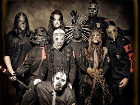 Group pic of slipknot Slipknot Quotes, Arte Heavy Metal, Craig Jones, Chris Fehn, Slipknot Corey Taylor, All Hope Is Gone, Slipknot Band, Paul Gray, Band Poster