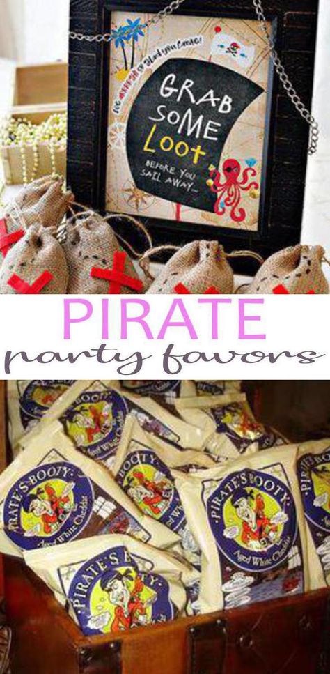 4 Pirate party favors kids will love. Fun Pirate birthday party favor ideas for boys and girls. Simple Pirate Birthday Party, Ahoy Matey Pirate Theme, 2nd Birthday Pirate Theme, Treasure X Birthday Party, Pirate Goody Bag Ideas, Mermaid And Pirate Birthday Party Ideas, Pirate 1st Birthday Party, Pirate And Fairy Birthday Party, Pirate 2nd Birthday Party