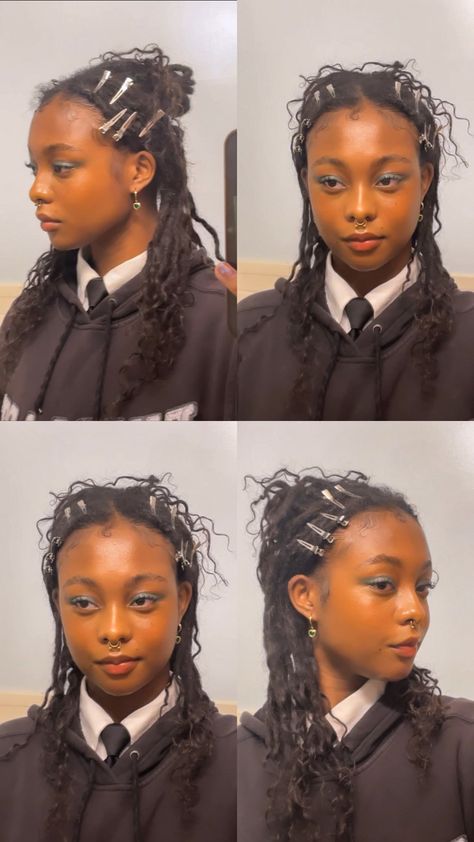 Goth Natural Hairstyles, Afro Alternative Hair, Goth Hairstyles Black Women, Alternative Braid Hairstyles, Alternative Hair Black Women, Alternative Natural Hair Styles, Alternative Hairstyles Black Women, Alt Braids For Black Women, Alt Hairstyles Black Women