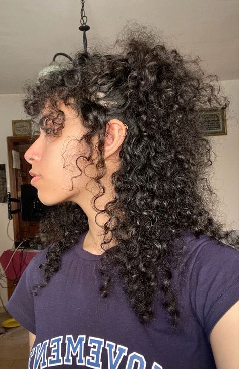 3b Curly Mullet, Short 3b Curly Hairstyles, Curly Hairstyles Aestethic, Curly Hairstyles Messy, Hairstyles For Curly Hair With Bangs, 3b Hair Styles, Curly Hair Girl Aesthetic, Long Curly Hairstyles With Bangs, Curly Hairstyles 3b