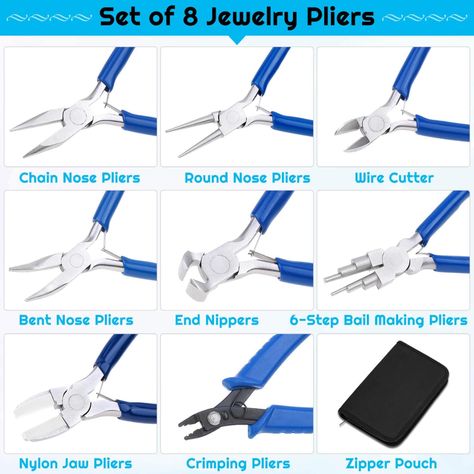 Micro Jewelry, Pliers Tools, Knots Jewelry, Bent Nose, Metal Fabrication Tools, Zipper Storage, Round Nose, Hello Kitty Crafts, Computer Gifts