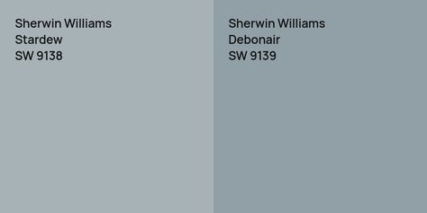 Compare Sherwin Williams SW 9138 and Sherwin Williams SW 9139 side by side. Understand the differences in hue, saturation, lightness, and value. Sherwin Williams Debonair, Sherwin Williams Stardew, Sherwin Williams Upward, Mount Saint Anne, Porter House, Dresser Tv Stand, Hale Navy, Revere Pewter, St Anne