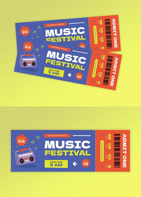 Hypebeast Music Festival Ticket Template AI, EPS, PSD Music Festival Ticket Design, Festival Tickets Design, Festival Ticket Design, Event Ticket Design, Ticket Illustration, Festival Website, Ticket Design Template, Festival Ticket, Design For Music