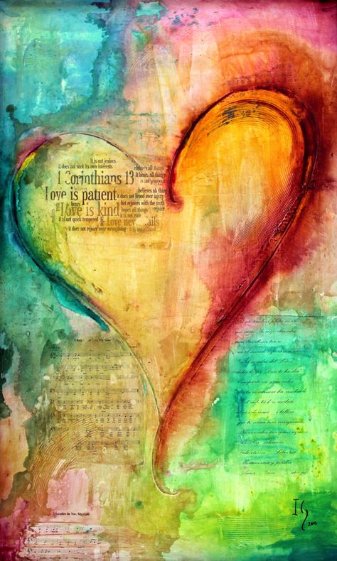 Heart Art Painting, Benfica Wallpaper, Kunstjournal Inspiration, Heart Painting, Mixed Media Art Journaling, Bible Art, Art Journal Pages, Love Painting, Heart Art