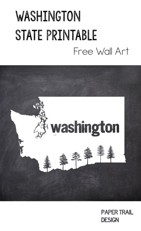 Washington State Map, Travel Map Diy, Decorative Trees, Trail Design, Chalkboard Print, Free Wall Art, Wall Art Decor Prints, Printable Maps, Paper Trail