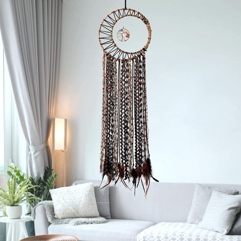 Amazon.com: Star Dream Catcher Macrame Dream Catcher Wall Hanging Decor Handmade Boho Feather Tassel Dream Catcher Ornament for Bedroom Home Wedding Party : Home & Kitchen Tree Of Life Dream Catcher, Dream Catcher Wall, Feather Dream Catcher, Bedroom Wall Hangings, Handmade Dreamcatcher, Dream Catcher Boho, Gold Feathers, Feather Pendant, Bedroom Boho