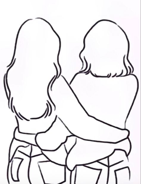 Besties Drawing Best Friends, Two Besties Drawing, Best Friend Drawing Sketches, Friend Drawing, 2 Bff, Hugging Drawing, Wrist Tattoo Designs, Friends Sketch, Best Friend Drawings